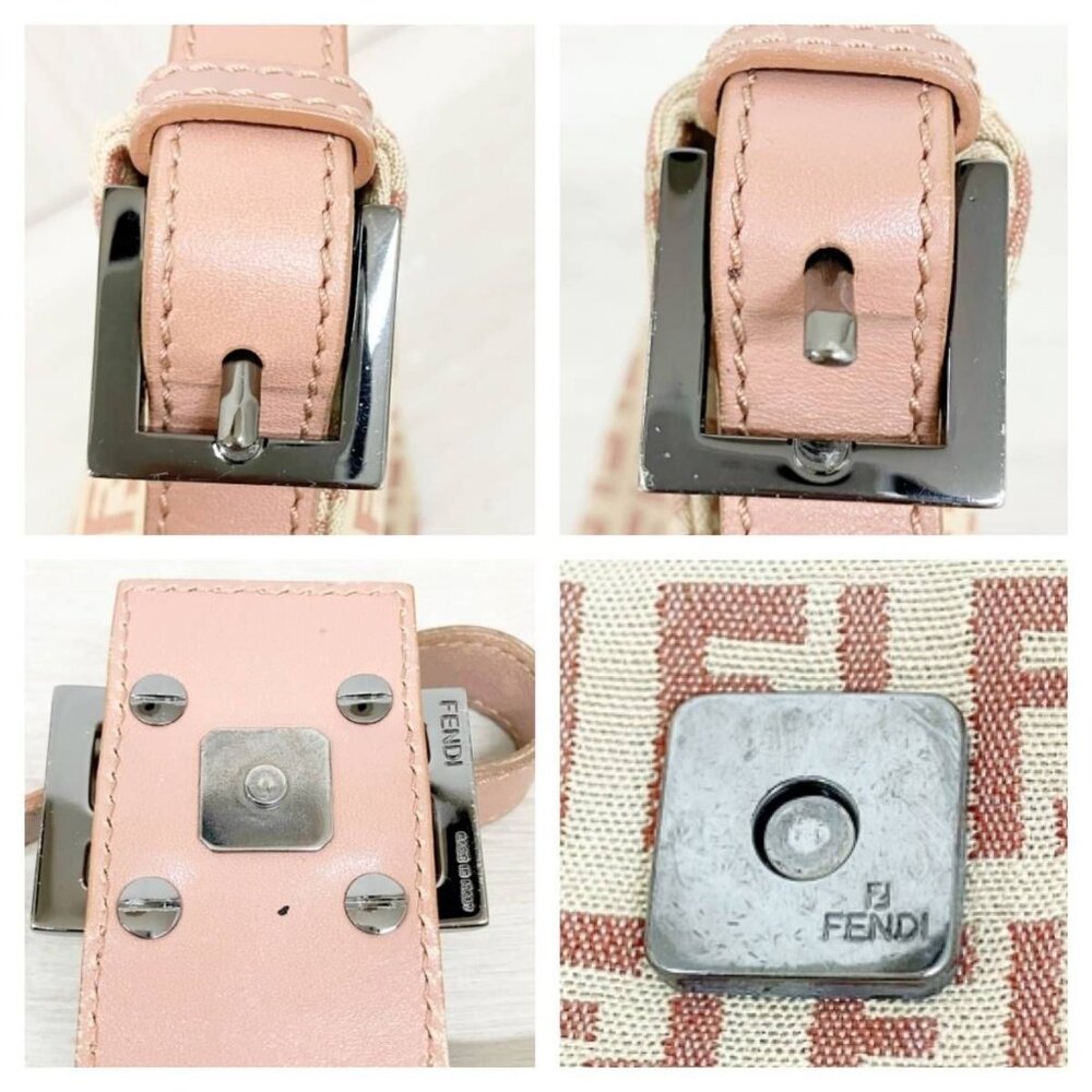 Authentic FENDI Mamma Zucca Bucket Baguette Pink Beige Flap Bag Purse Tote FF - Picture 10 of 10